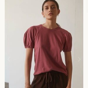 Velvet by graham and spencer brown puff sleeve soft casual shirt top